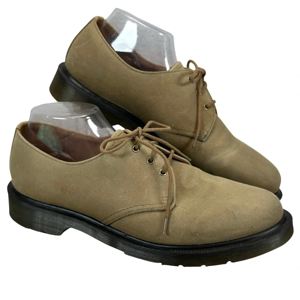Dr. Martens Lester Tan Canvas 3-Eye Oxford Shoes Mens 10 Derbys Lightweight Work